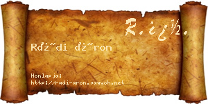Rádi Áron névjegykártya